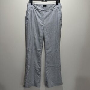 White House Black Market Women's Flare Leg Pants Gray Linen Blend Size 8 Lined